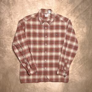 Vintage 90s Levi's Dry Goods Plaid Button Up Long Sleeve Shirt Brown Red Western